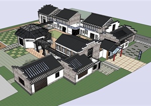 古典中式风格幼儿园建筑设计SU(草图大师)模型