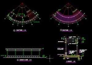 现代弧形廊架设计CAD施工图