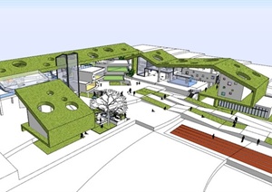 社区生态幼儿园建筑设计SU(草图大师)模型