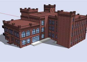 新古典风格幼儿园教学楼建筑设计SU(草图大师)模型