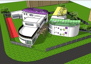 某现代风格小区幼儿园建筑设计SU(草图大师)模型