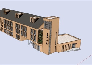 黄色石材幼儿园建筑设计SU(草图大师)模型