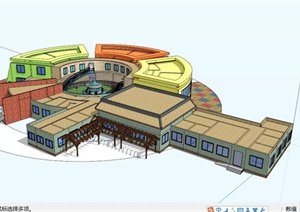 独特石材幼儿园建筑设计SU(草图大师)模型
