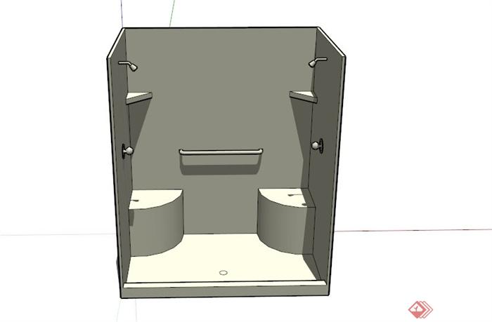 卫浴家具简约淋浴房设计SU模型素材(1)