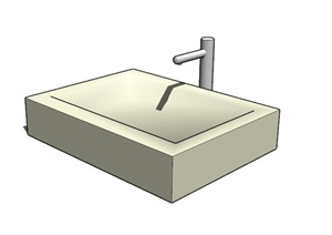 卫浴家具现代矩形洗手盆设计SU(草图大师)模型素材