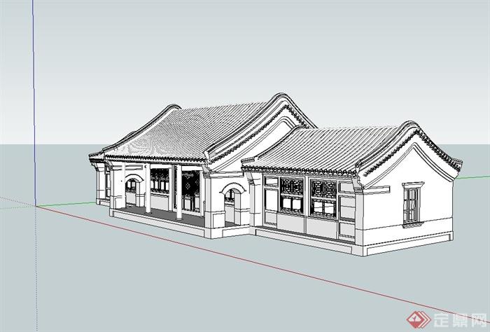 古典中式风格住宅建筑设计su模型(2)