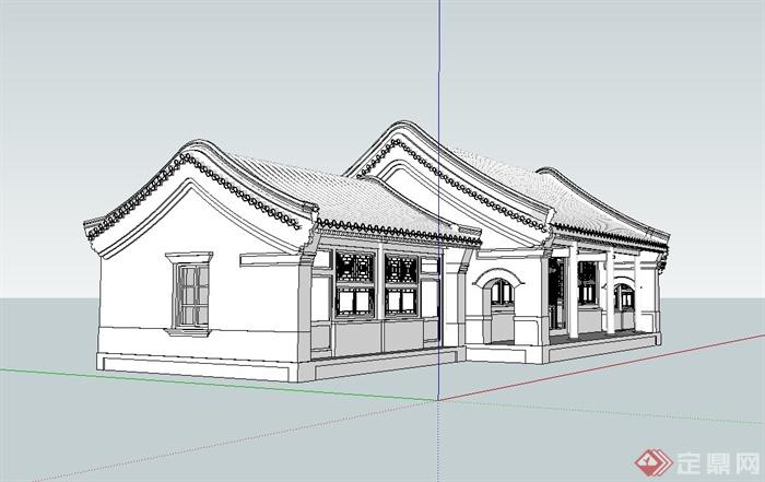 古典中式风格住宅建筑设计su模型(3)