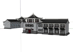 古典中式风格文物楼建筑设计SU(草图大师)模型