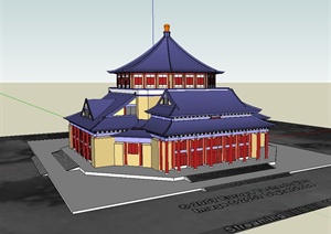 日式风格古建文化楼设计SU(草图大师)模型
