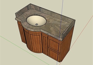 现代中式风格洗漱柜设计SU(草图大师)模型