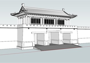 古典中式城门设计SU(草图大师)模型