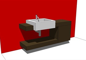 某现代风格卫生间洗漱柜子、洗漱盆设计SU(草图大师)模型