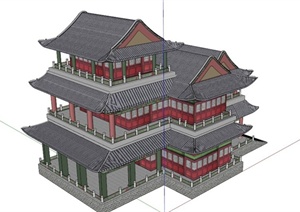 大型文化古建筑群SU(草图大师)模型