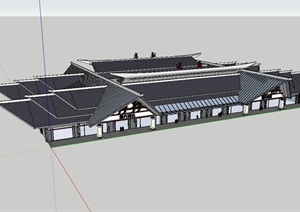 古典中式风格机场建筑设计SU(草图大师)模型