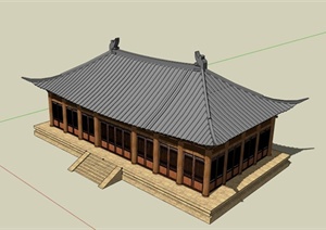 古典中式全木住宅建筑设计SU(草图大师)模型