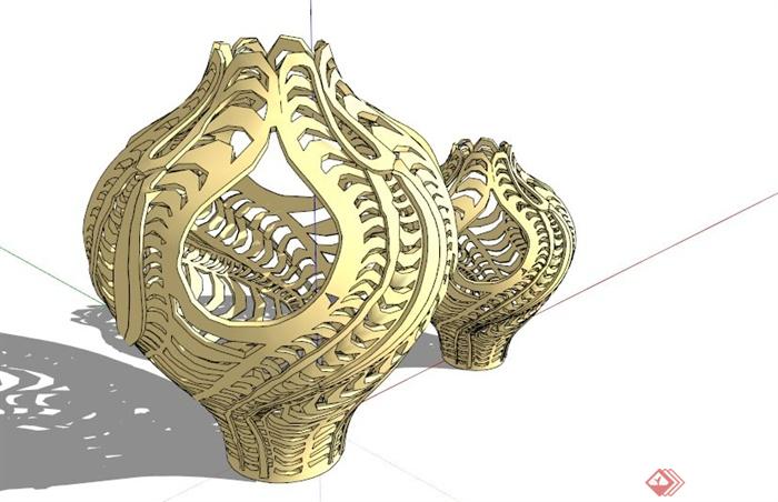 镂空雕塑设计组合SU模型(1)