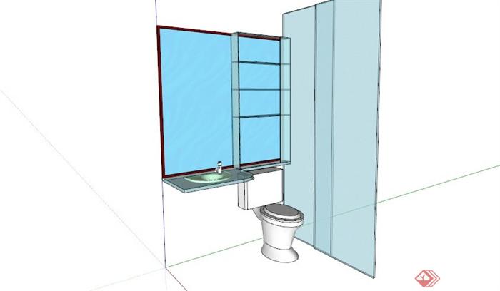 小户型洗手池马桶设计组合SU模型素材(1)