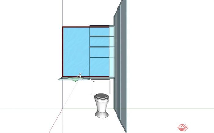 小户型洗手池马桶设计组合SU模型素材(3)