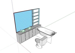 小户型卫生间卫浴家具组合SU(草图大师)模型素材