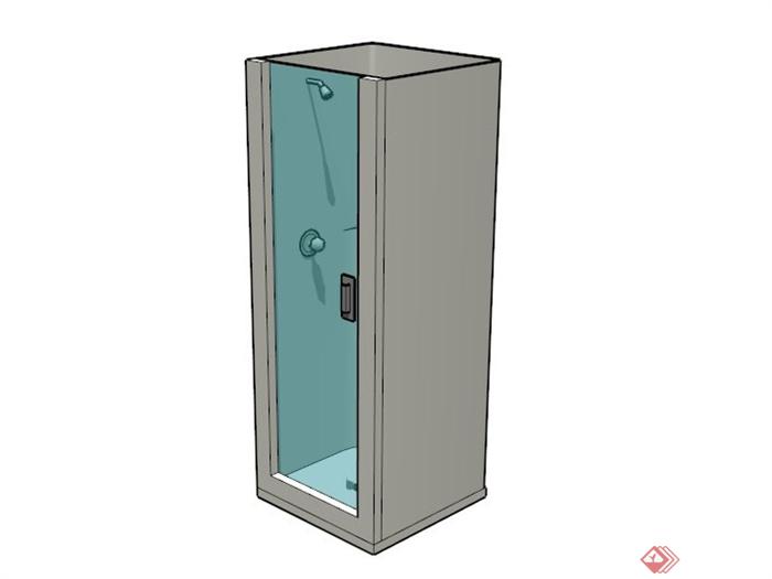 卫生间简约淋浴房设计SU模型素材(1)