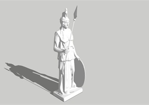 欧式罗马士兵人物雕像设计SU(草图大师)模型