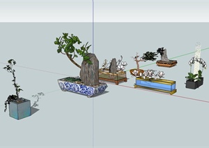 七种室内植物装饰摆盆设计SU(草图大师)模型