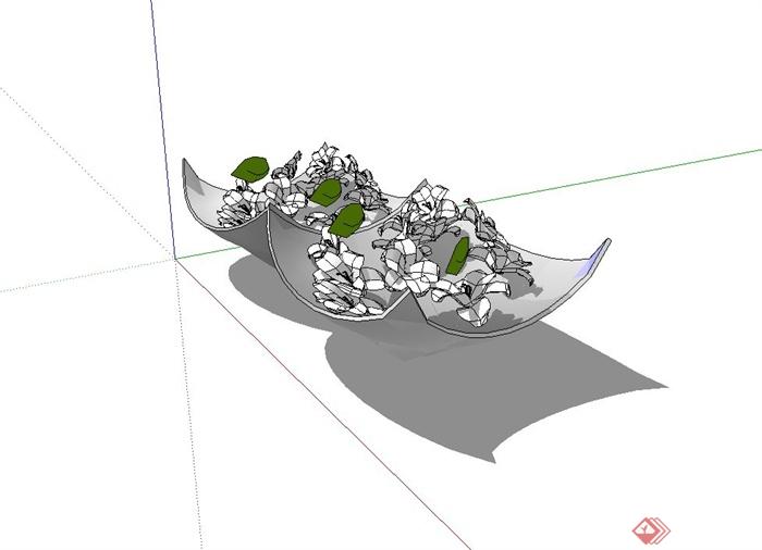 现代室内植物装饰摆盆设计SU模型(2)