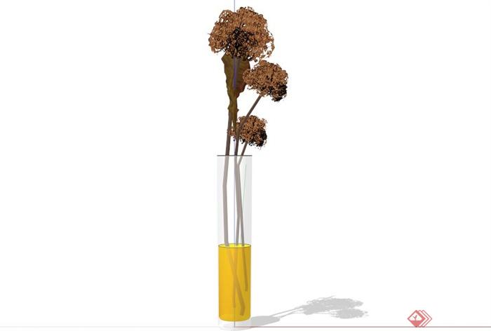 室内玻璃花瓶花卉摆件SU模型(3)