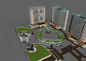 现代风格住宅公寓、商业建筑、办公建筑设计SU(草图大师)模型