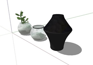 某现代室内植物装饰摆盆SU(草图大师)模型