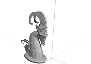 石材羚羊雕塑设计SU(草图大师)模型