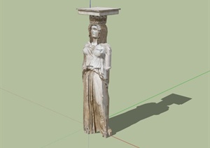欧式古典女性人物雕像SU(草图大师)模型