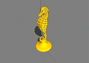黄色海马动物雕塑小品设计SU(草图大师)模型