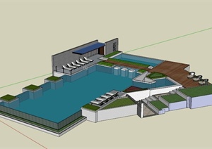 现代休闲泳池景观设计SU(草图大师)模型