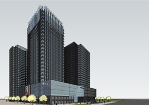 高层商业综合楼建筑SU(草图大师)模型