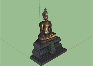 东南亚铜质佛像雕塑设计SU(草图大师)模型