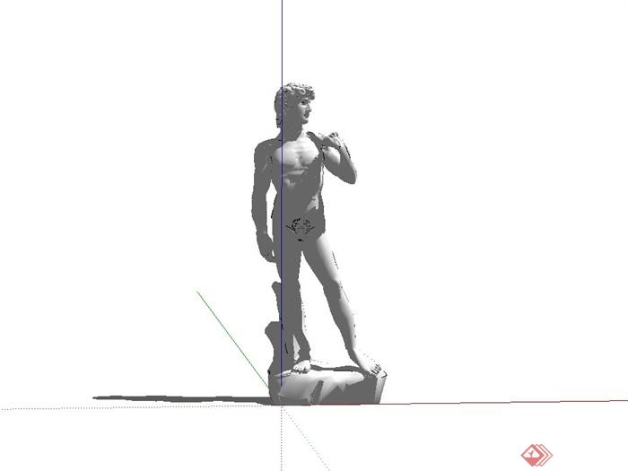 欧式裸男人物雕像设计su模型(1)