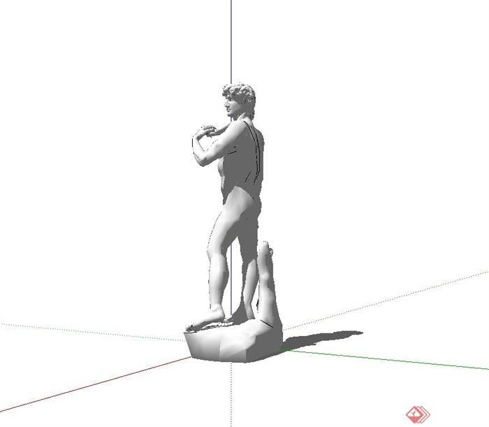 欧式裸男人物雕像设计su模型(3)