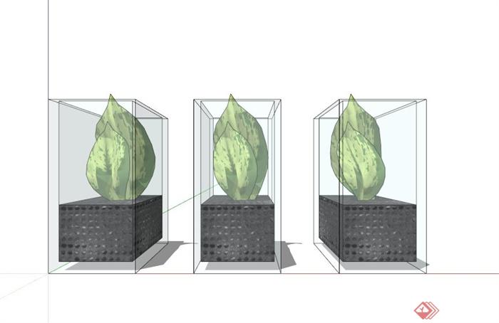 三个室内植物装饰组合SU模型(3)