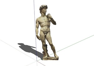 欧式2D裸男人物雕像设计SU(草图大师)模型