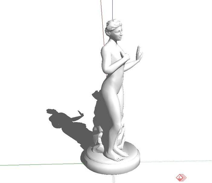 欧式女人人物雕像设计su模型(2)
