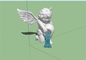 欧式天使人物雕像设计SU(草图大师)模型