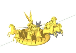 欧式天使马车雕像设计SU(草图大师)模型