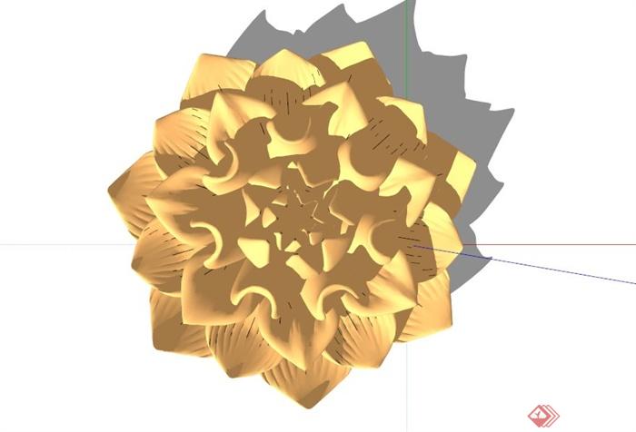 现代荷花雕塑设计SU模型(2)
