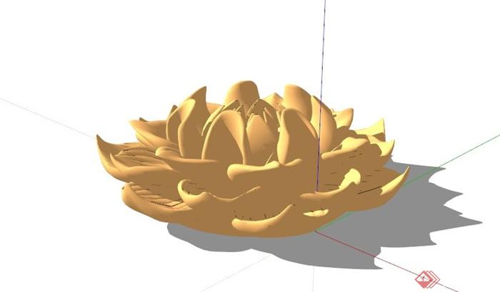 现代荷花雕塑设计SU模型(1)