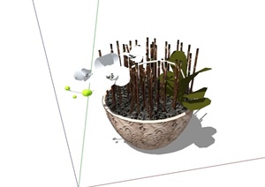 室内装饰空间植物装饰摆盆设计SU(草图大师)模型