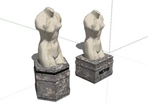欧式人体雕塑设计组合SU(草图大师)模型