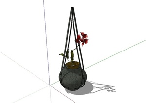 现代精致室内植物装饰摆盆SU(草图大师)模型
