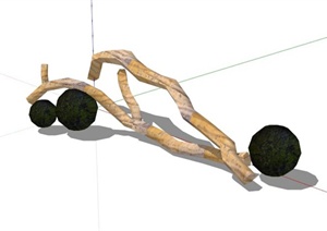 室内树枝摆件设计SU(草图大师)模型