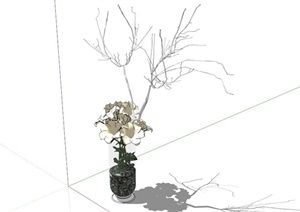 室内植物摆盆装饰设计SU(草图大师)模型